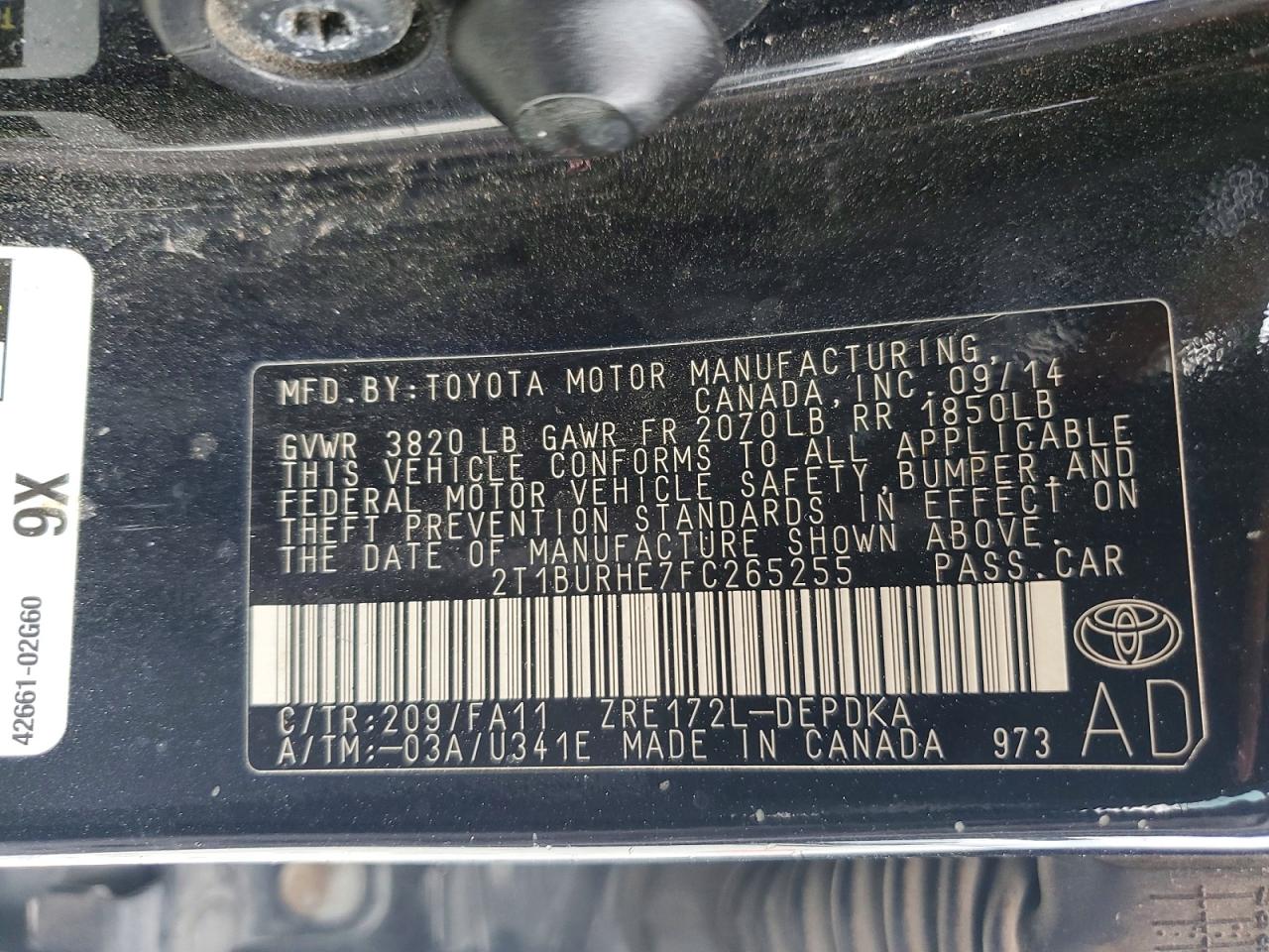 2015 TOYOTA COROLLA L photo 25