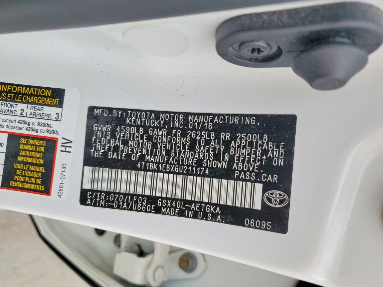 2016 TOYOTA AVALON XLE PREMIUM photo 25