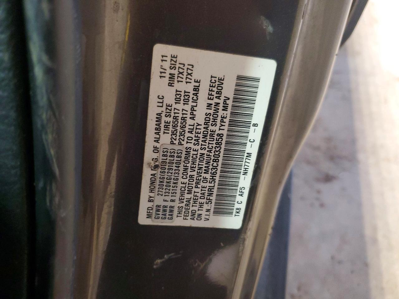 2012 HONDA ODYSSEY EXL photo 25