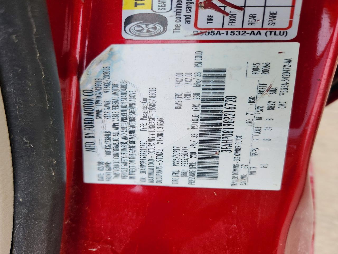 2008 FORD FUSION SEL photo 37