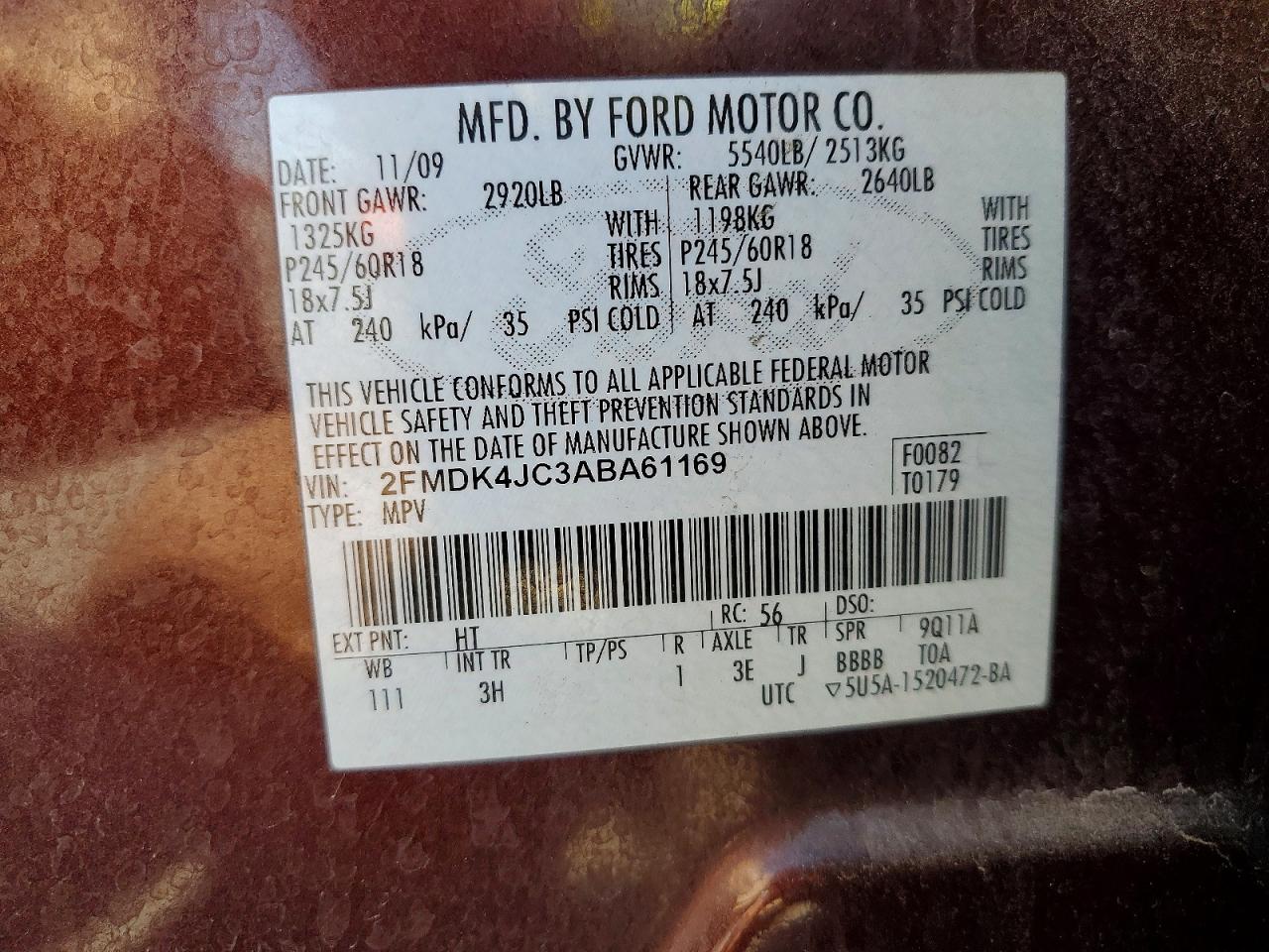 2010 FORD EDGE SEL photo 25