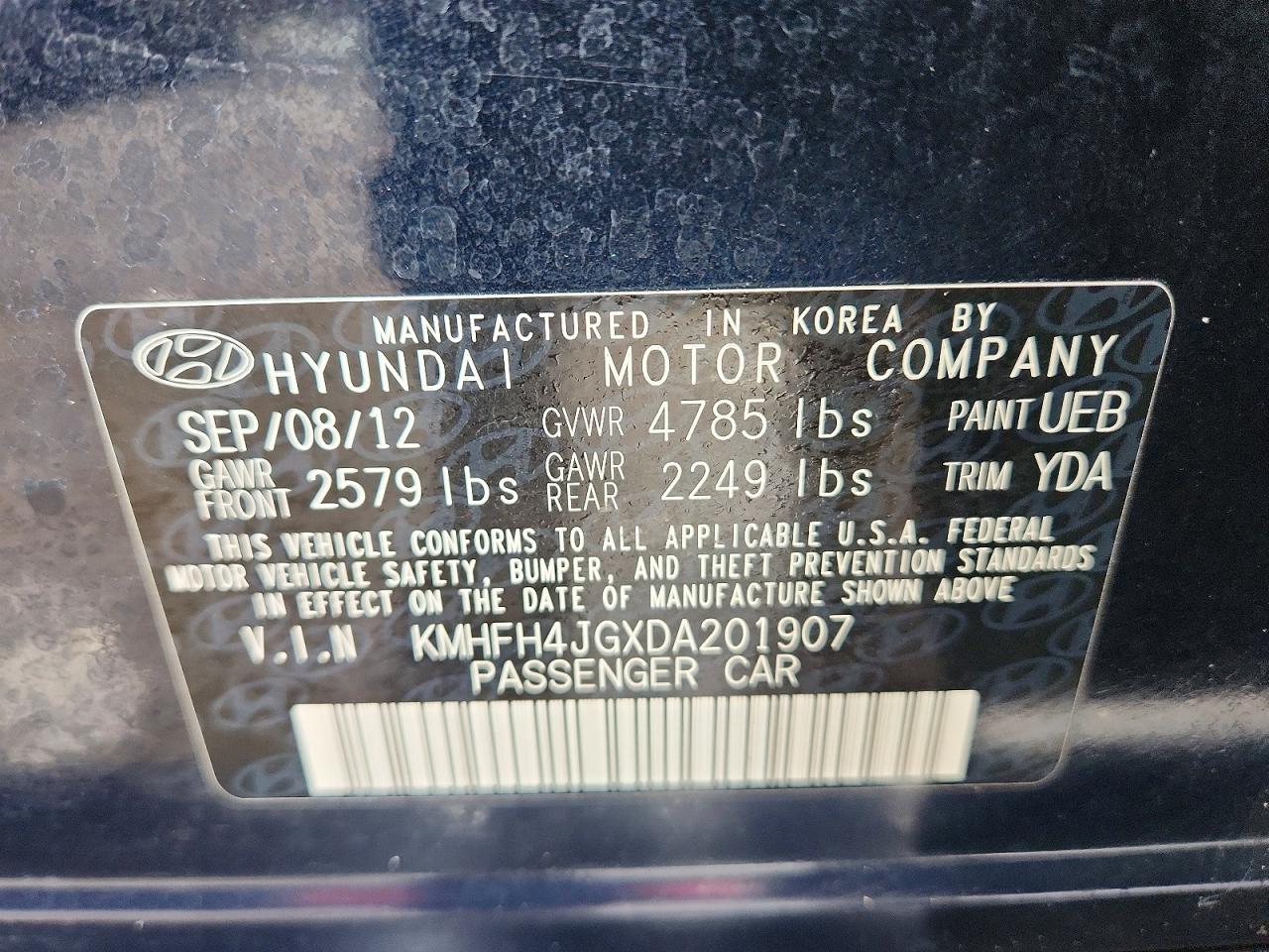 2013 HYUNDAI AZERA BASE photo 37