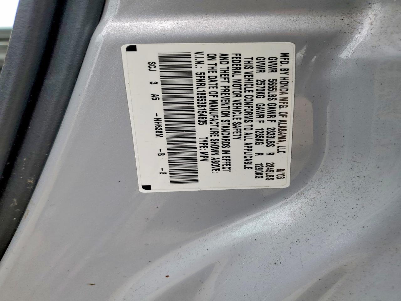 2003 HONDA ODYSSEY EXL photo 25