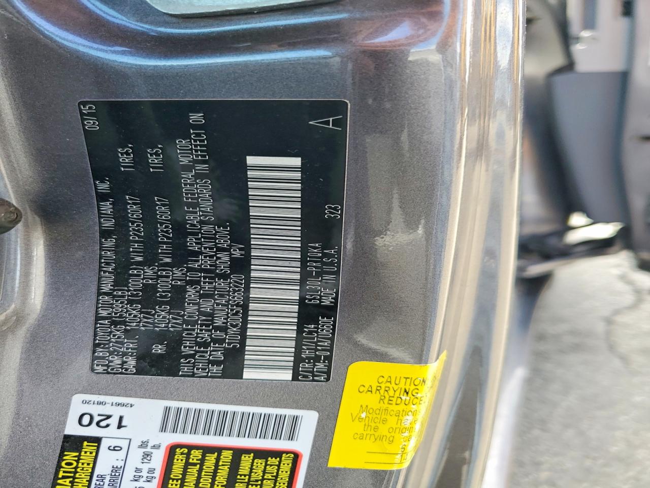 2015 TOYOTA SIENNA XLE 8-PASSENGER photo 25