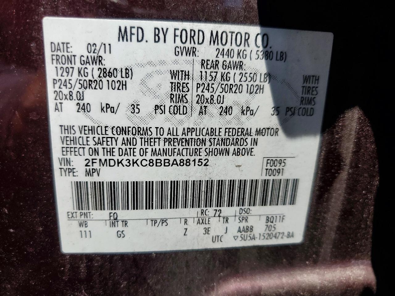 2011 FORD EDGE LIMITED photo 27