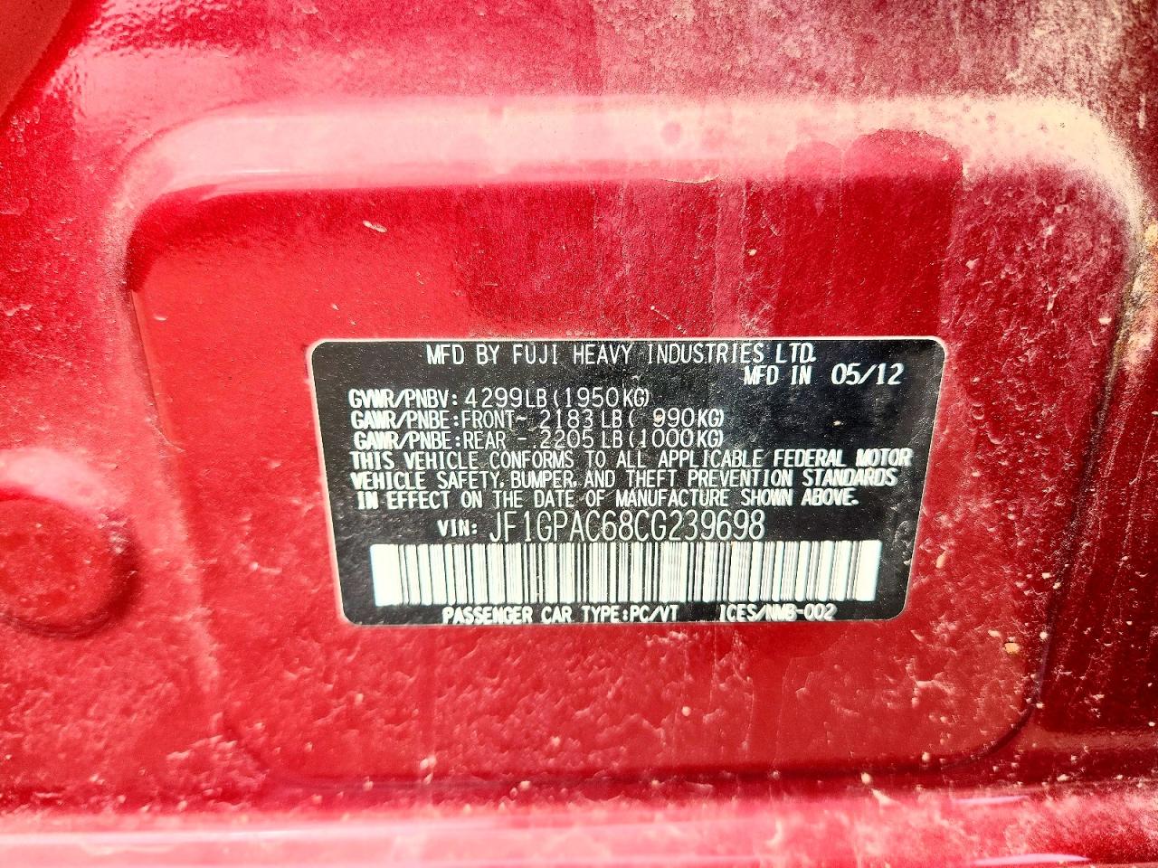 2012 SUBARU IMPREZA PREMIUM photo 12