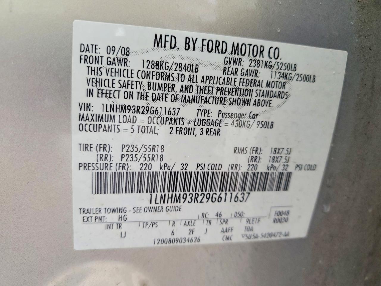 2009 LINCOLN MKS photo 23