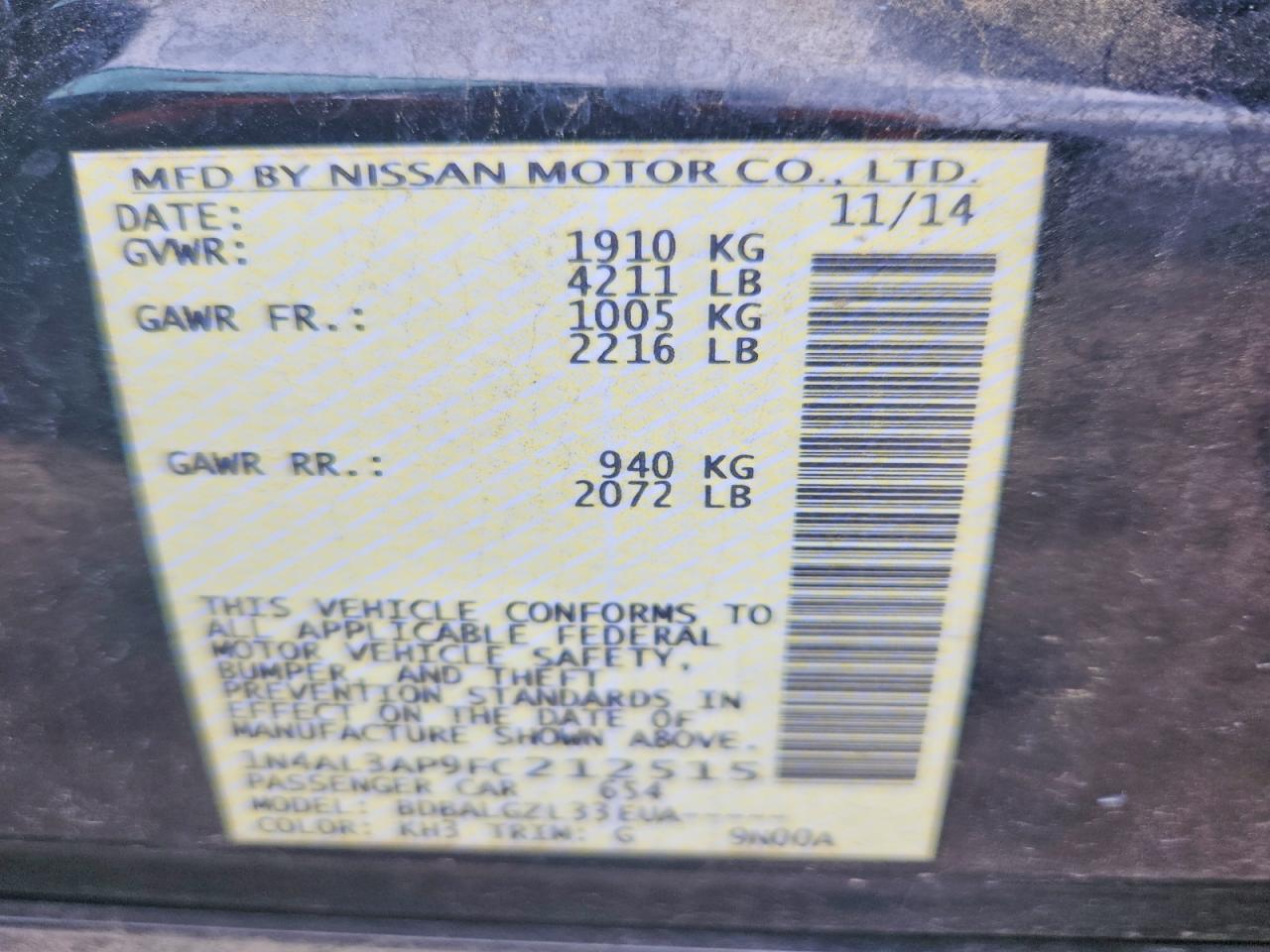 2015 NISSAN ALTIMA 2.5 S photo 34