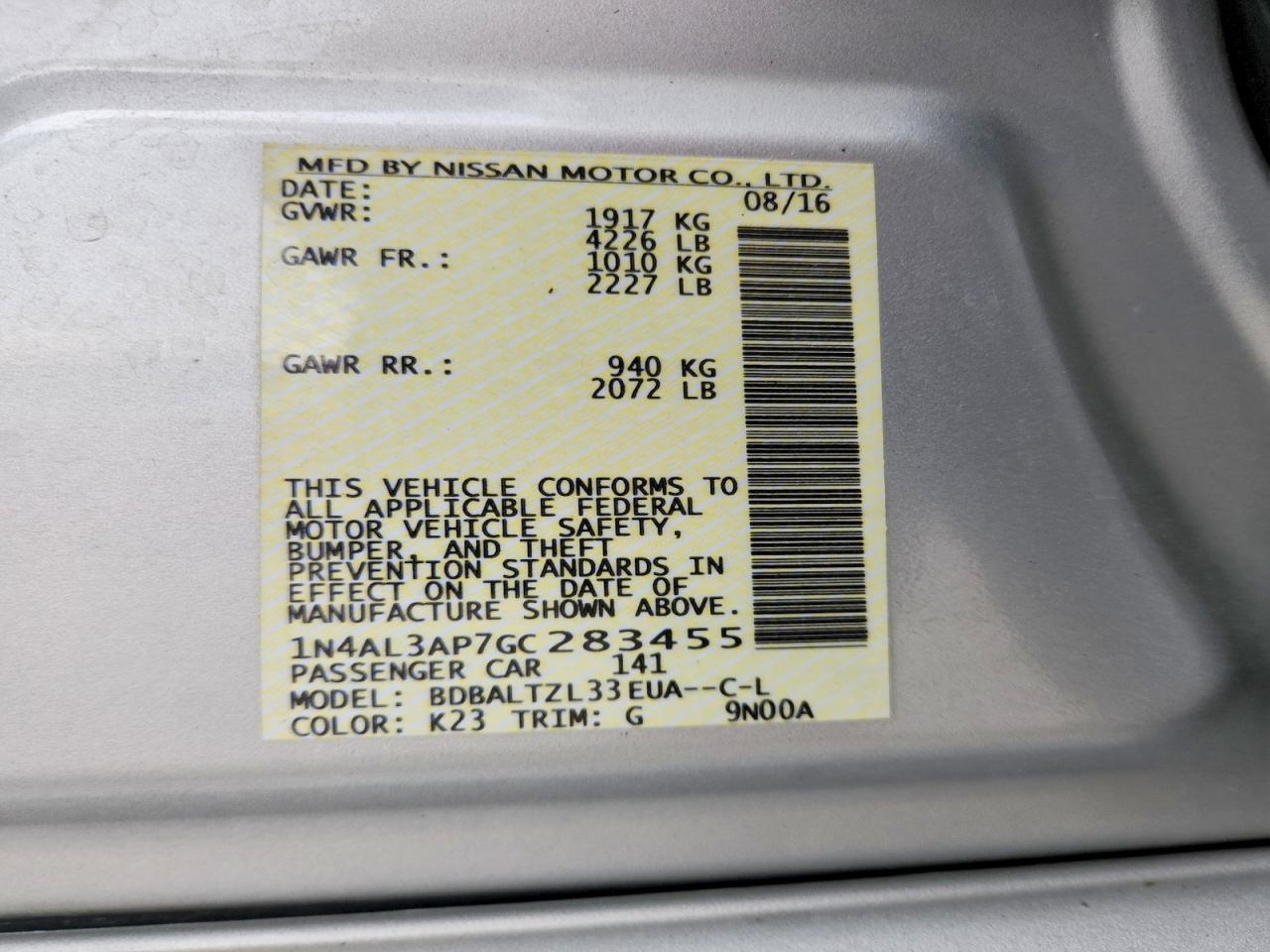 2016 NISSAN ALTIMA 2.5 SL photo 12