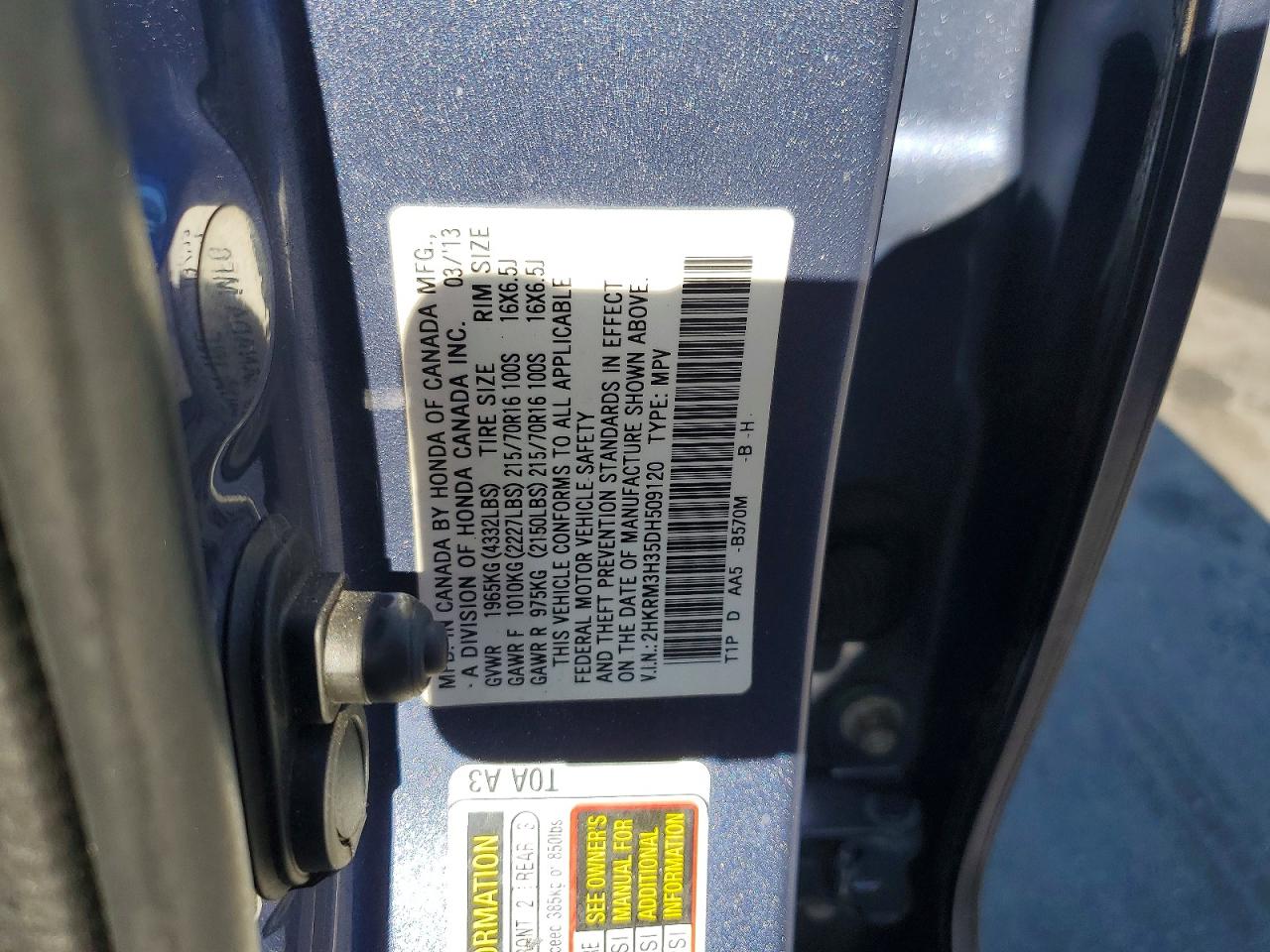 2013 HONDA CR-V LX photo 23