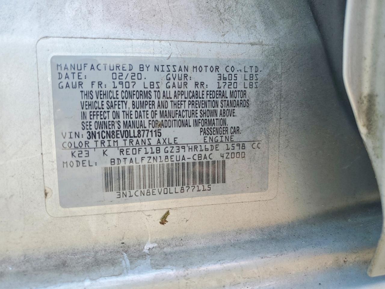 2020 NISSAN VERSA SV photo 23