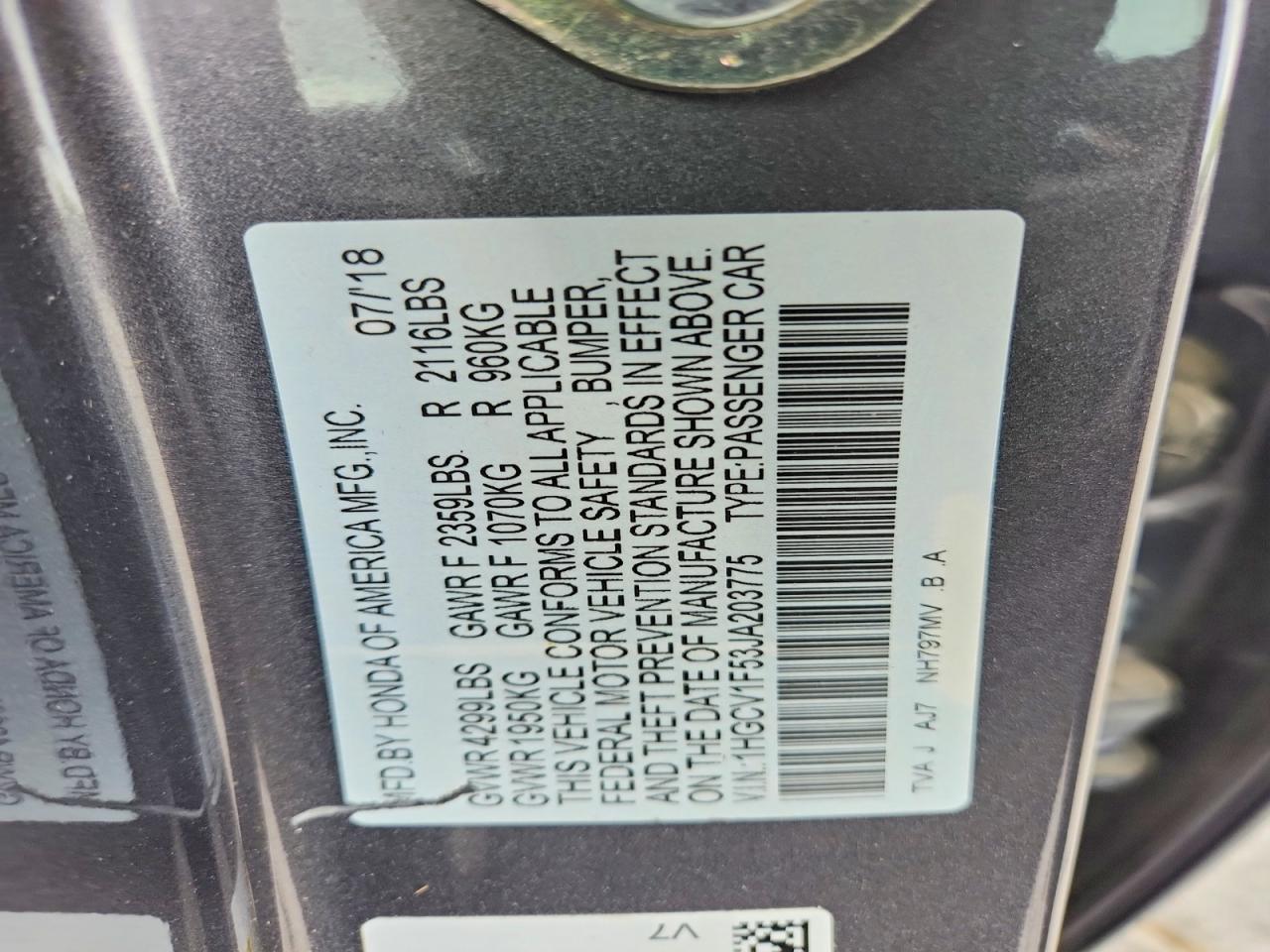 2018 HONDA ACCORD EXL photo 23