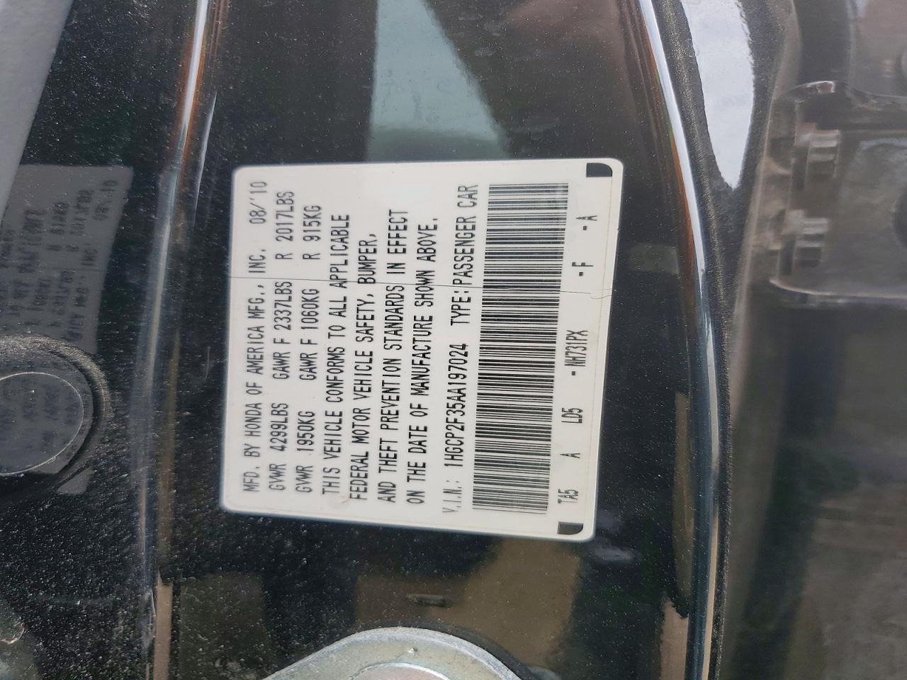 2010 HONDA ACCORD LX photo 23