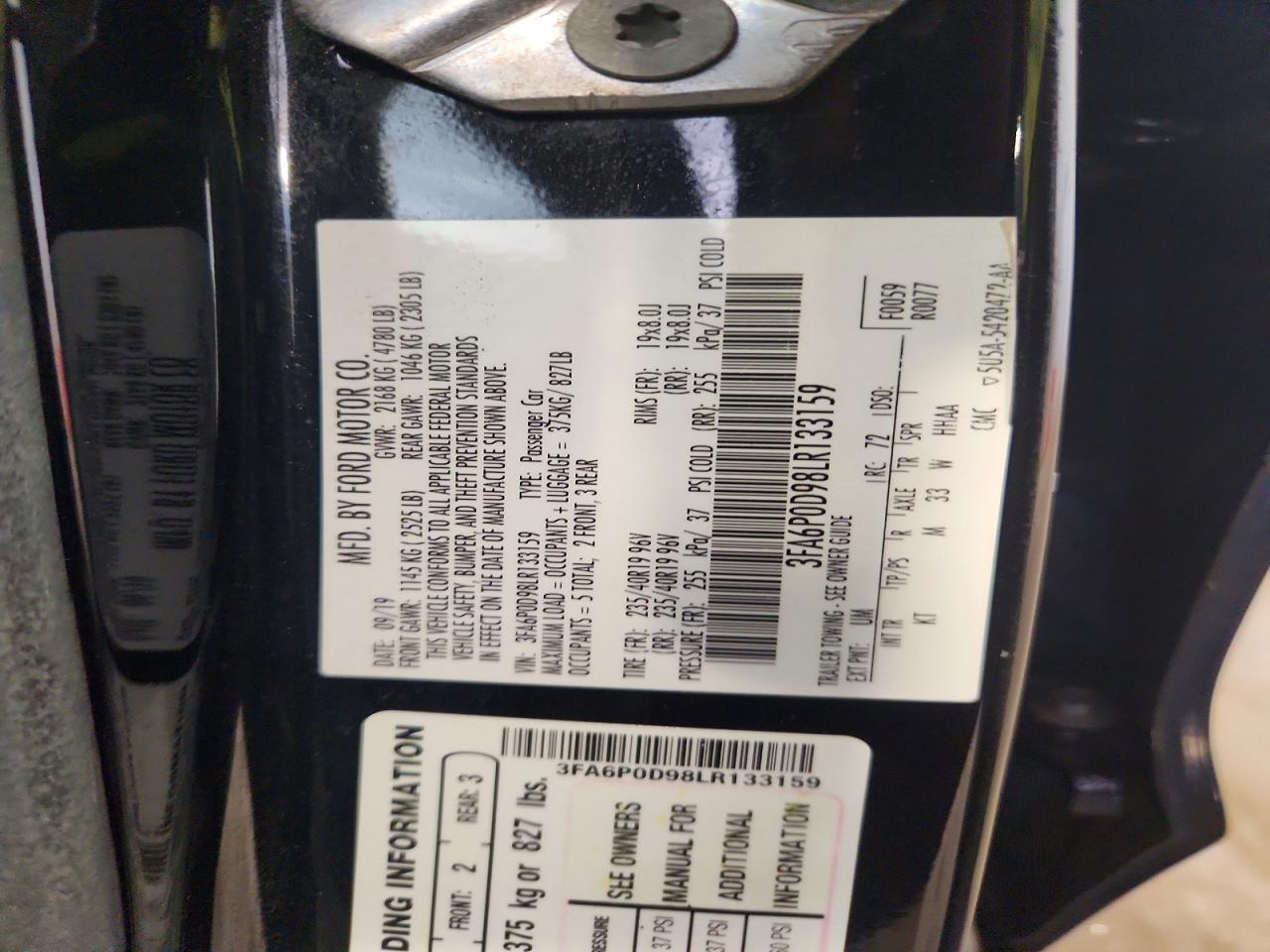 2020 FORD FUSION TITANIUM photo 12