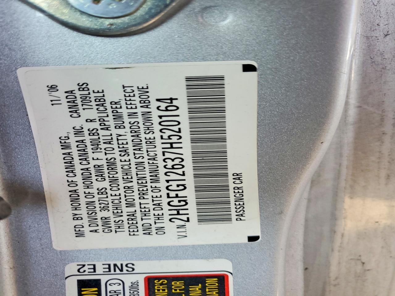 2007 HONDA CIVIC LX photo 23