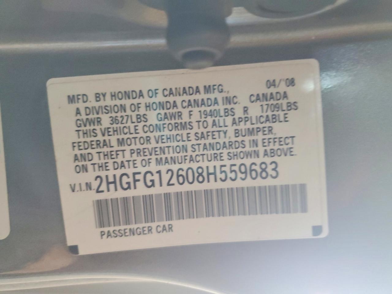 2008 HONDA CIVIC LX photo 12