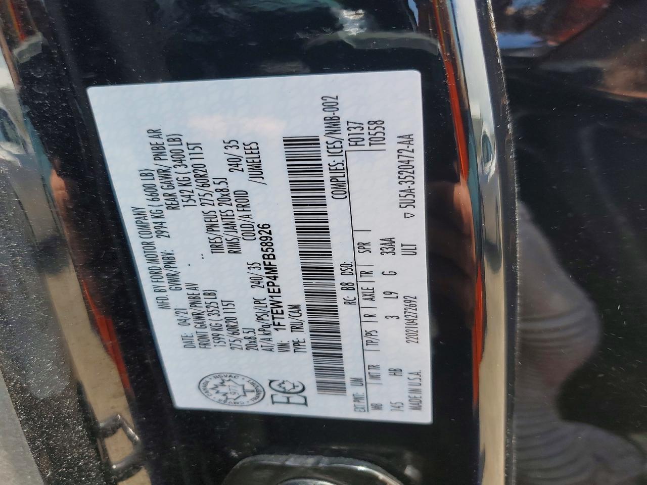 2021 FORD F150 SUPERCREW photo 12
