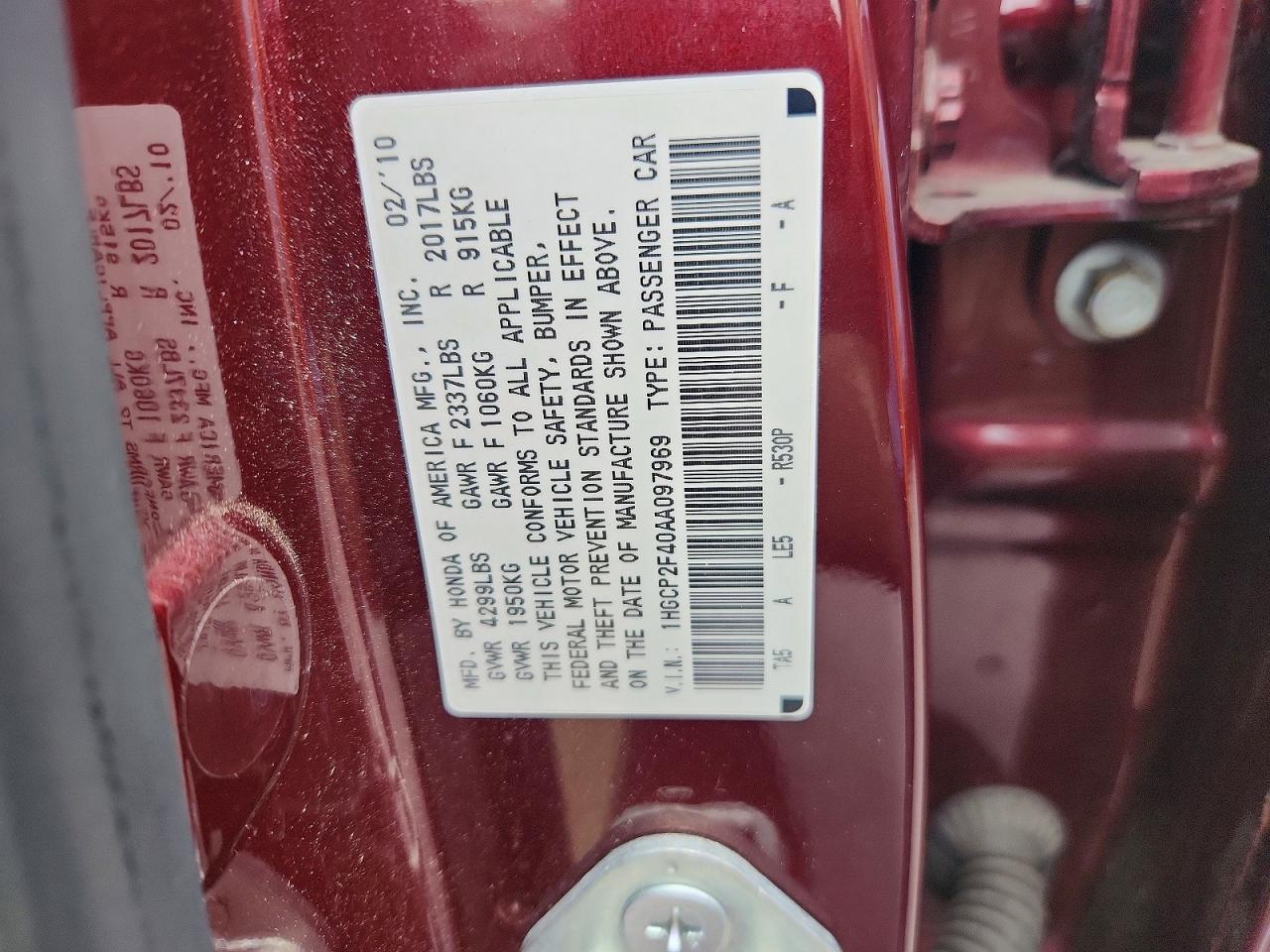 2010 HONDA ACCORD LXP photo 23