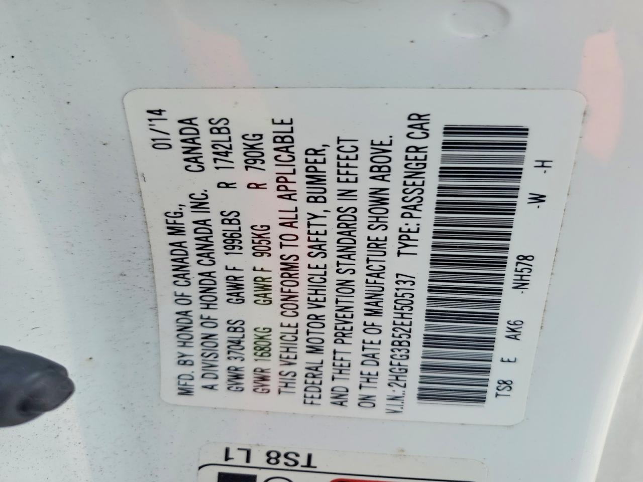 2014 HONDA CIVIC LX photo 34