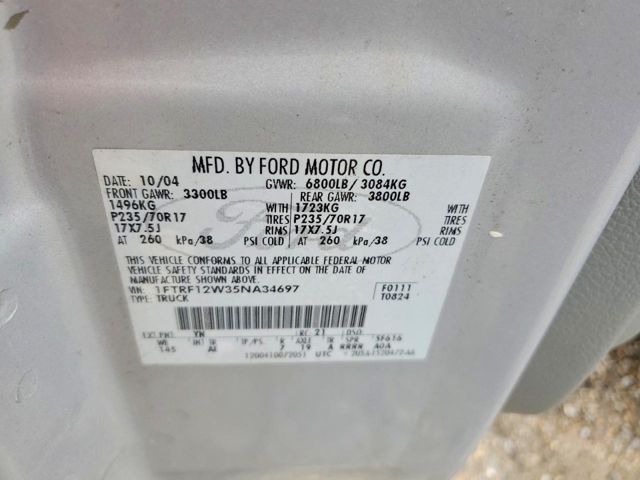 2005 FORD F150 photo 12