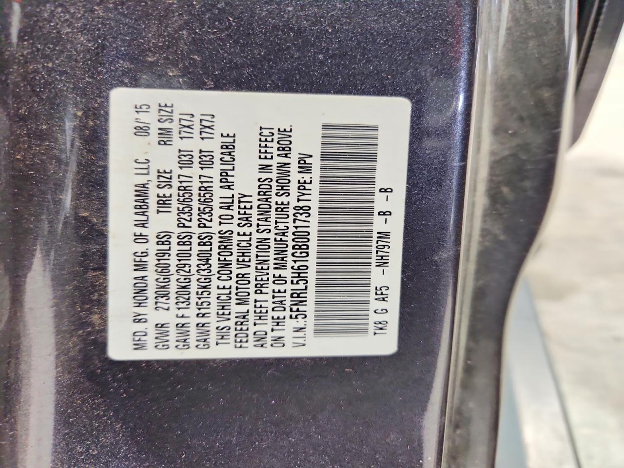 2016 HONDA ODYSSEY EXL photo 40