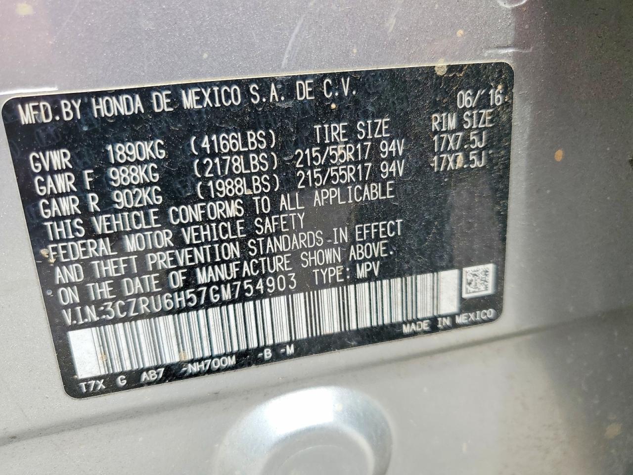 2016 HONDA HR-V EX photo 37