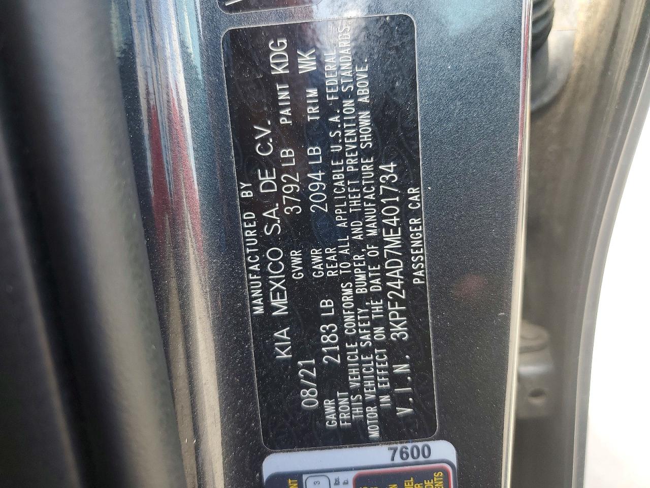 2021 KIA FORTE FE photo 34
