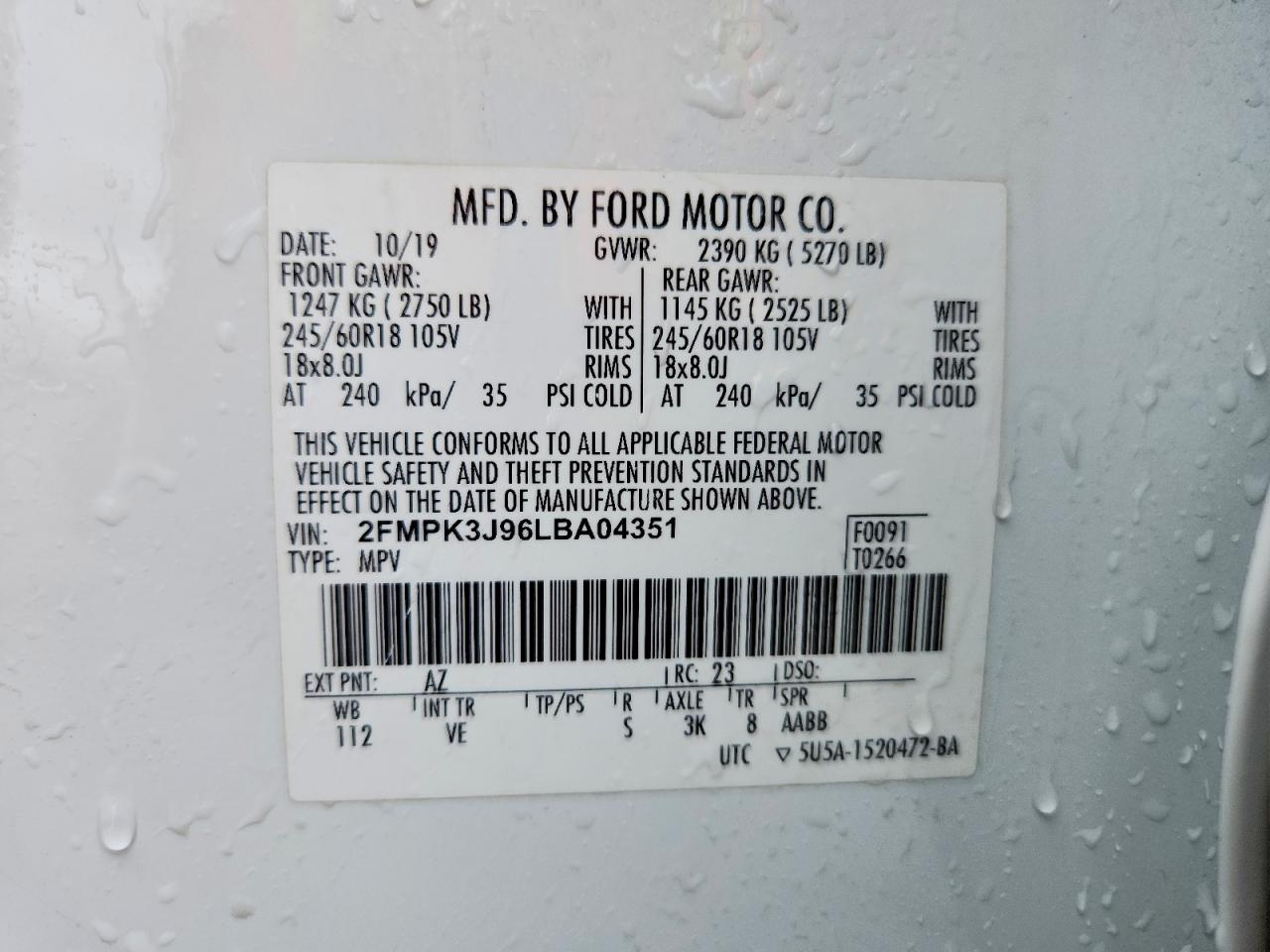 2020 FORD EDGE SEL photo 27