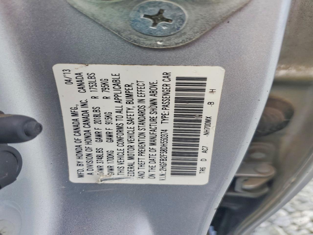 2013 HONDA CIVIC LX photo 34