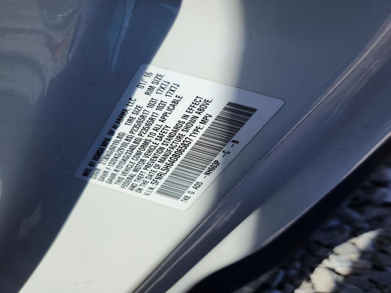2016 HONDA ODYSSEY EXL photo 25