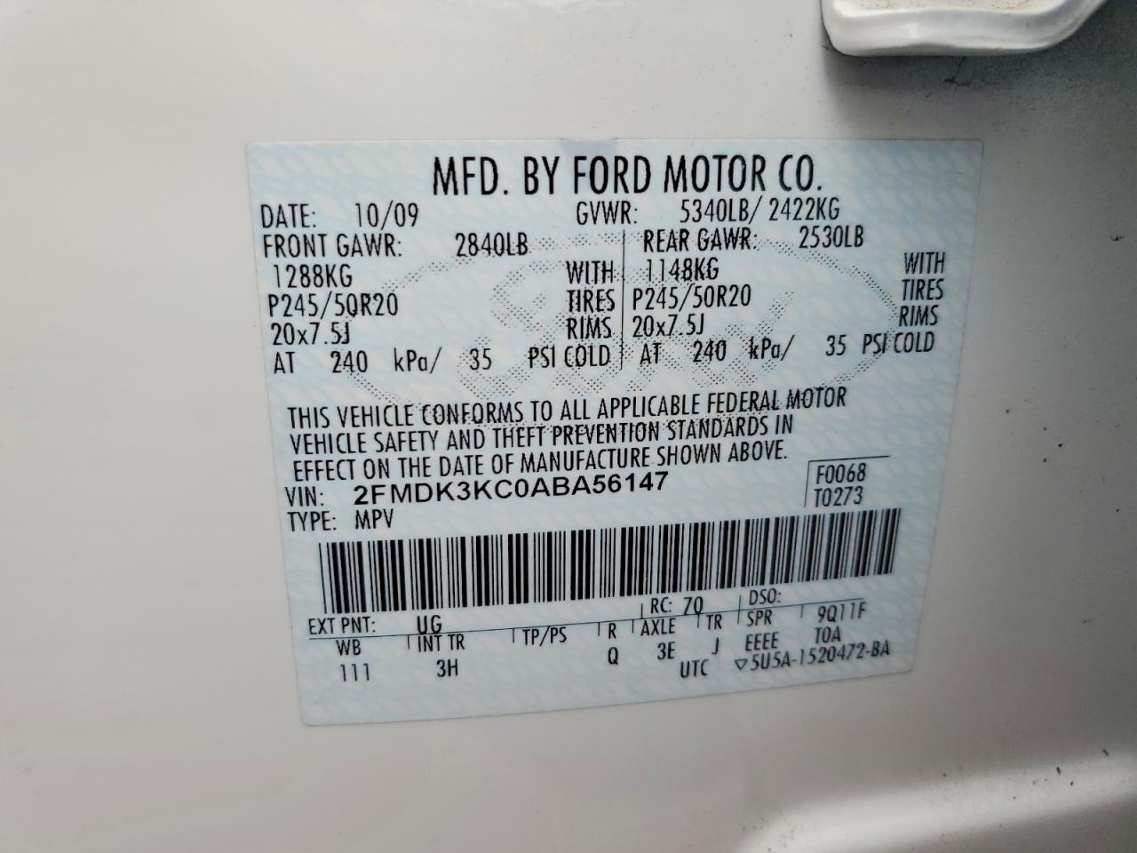 2010 FORD EDGE LIMITED photo 25
