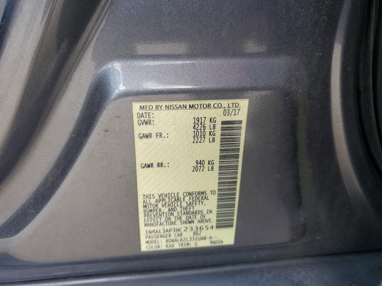 2017 NISSAN ALTIMA 2.5 SL photo 34