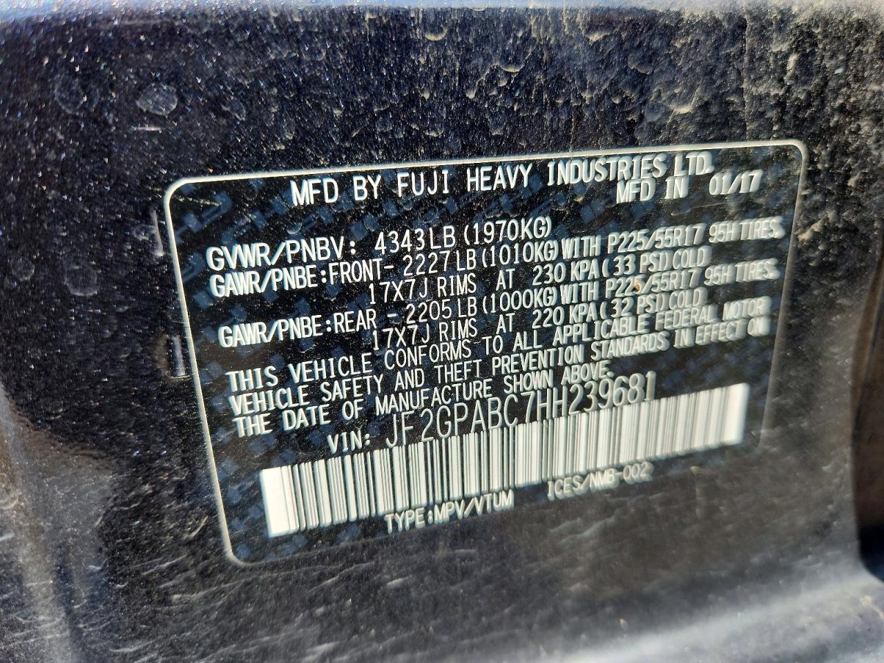 2017 SUBARU CROSSTREK PREMIUM photo 27