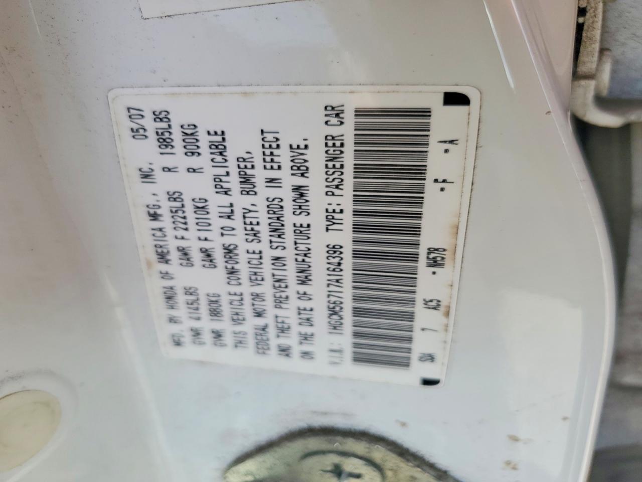 2007 HONDA ACCORD EX photo 23