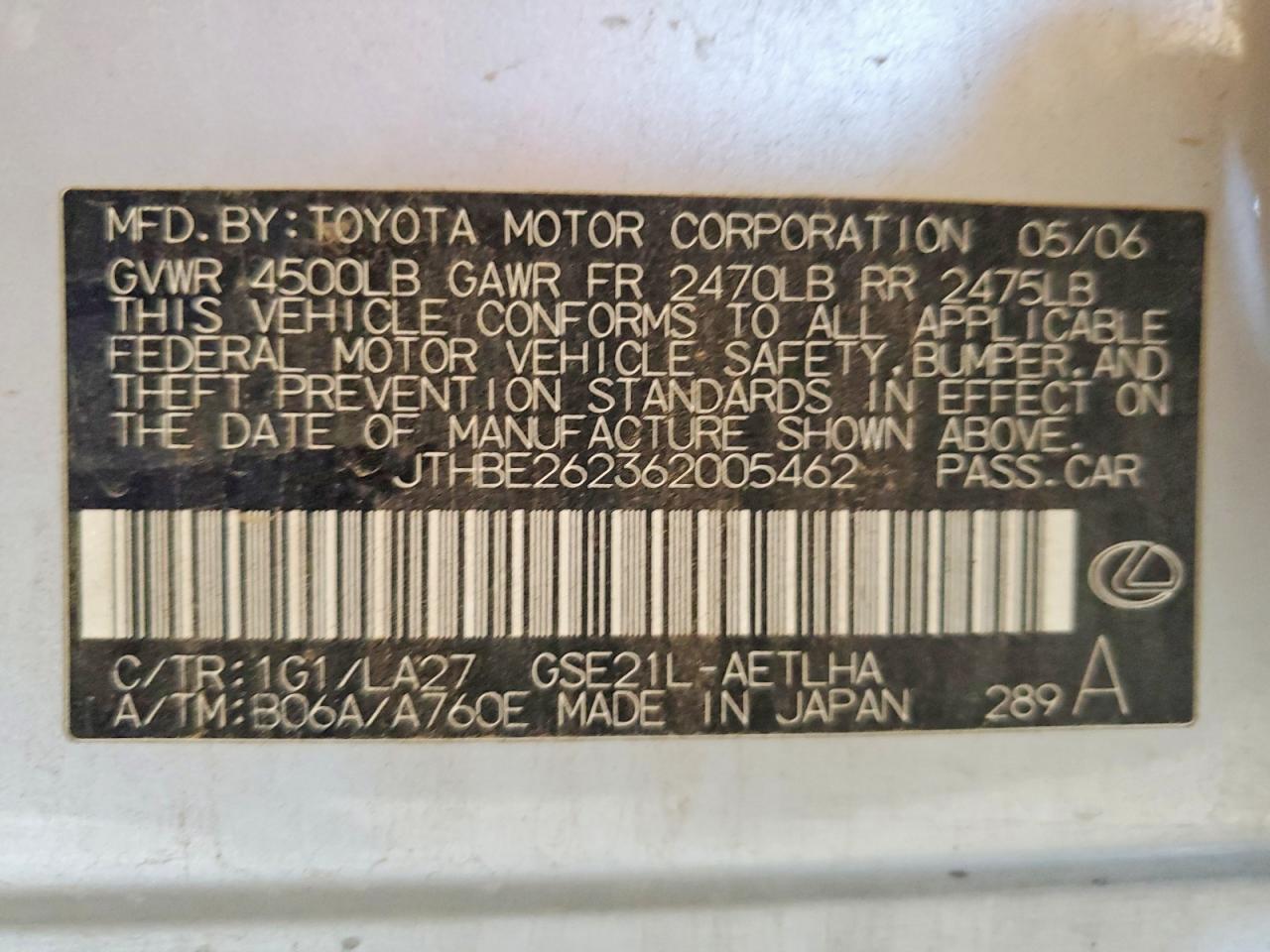 2006 LEXUS IS 350 photo 23