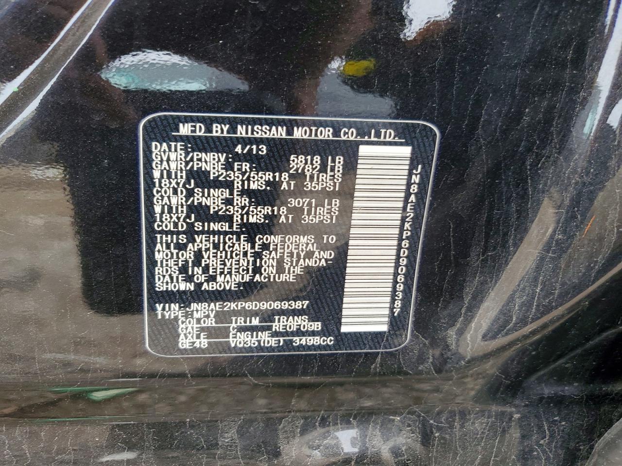 2013 NISSAN QUEST 3.5 S photo 14