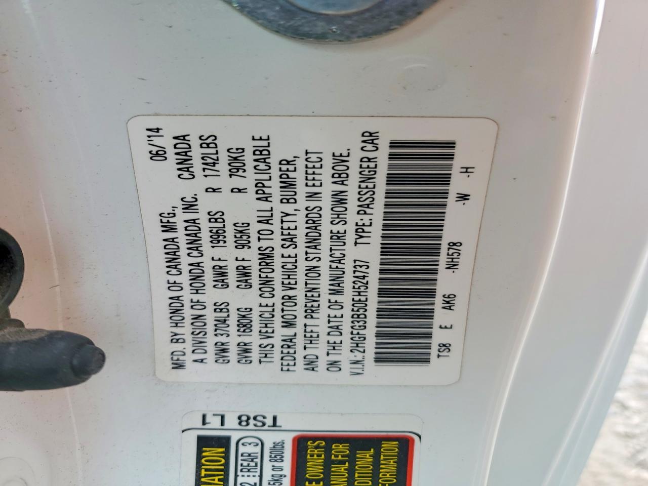 2014 HONDA CIVIC LX photo 25