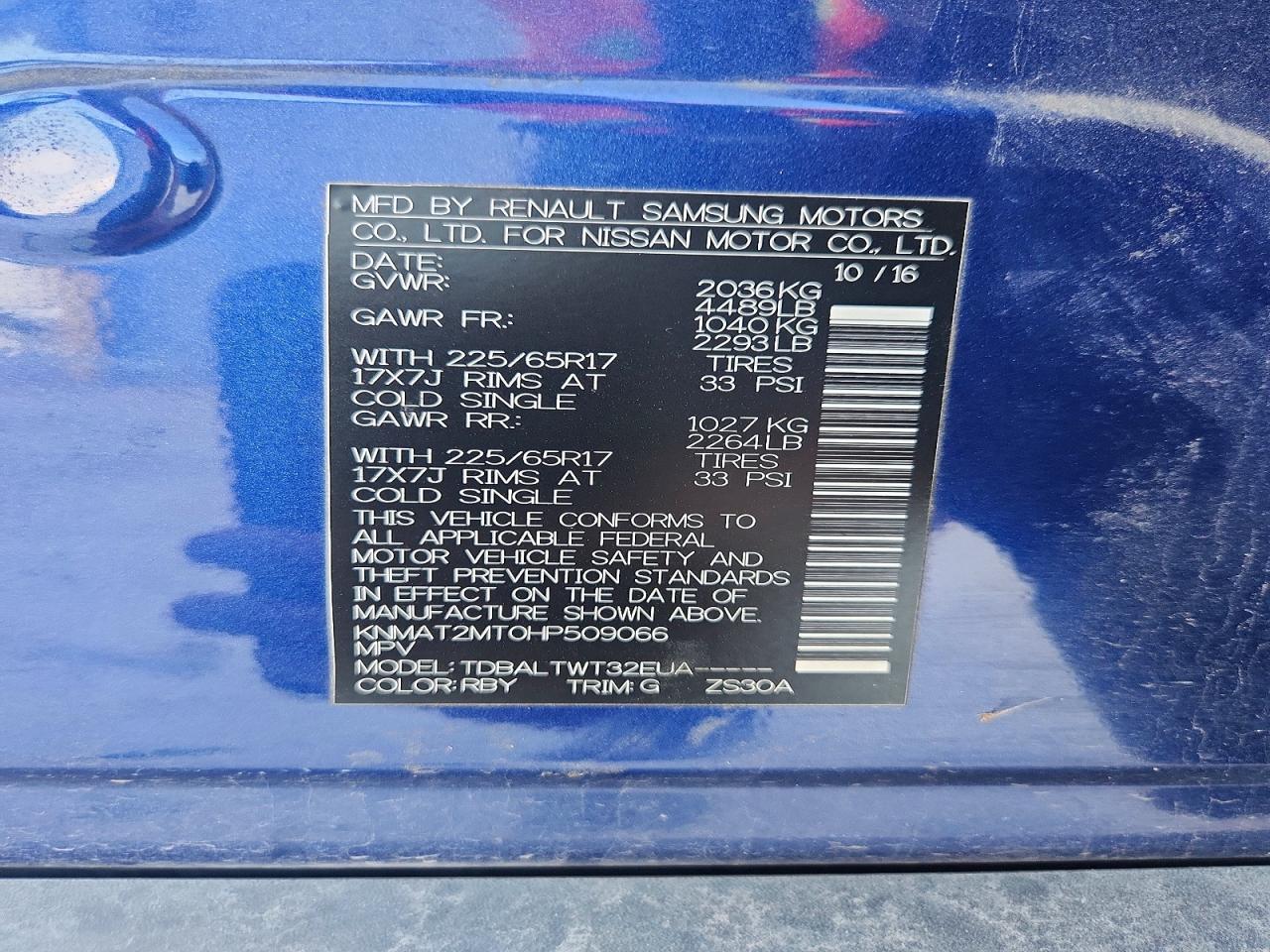 2017 NISSAN ROGUE SV photo 14