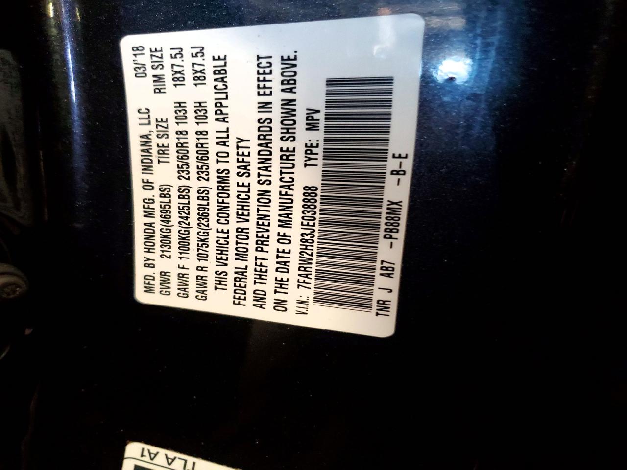 2018 HONDA CR-V EXL photo 13