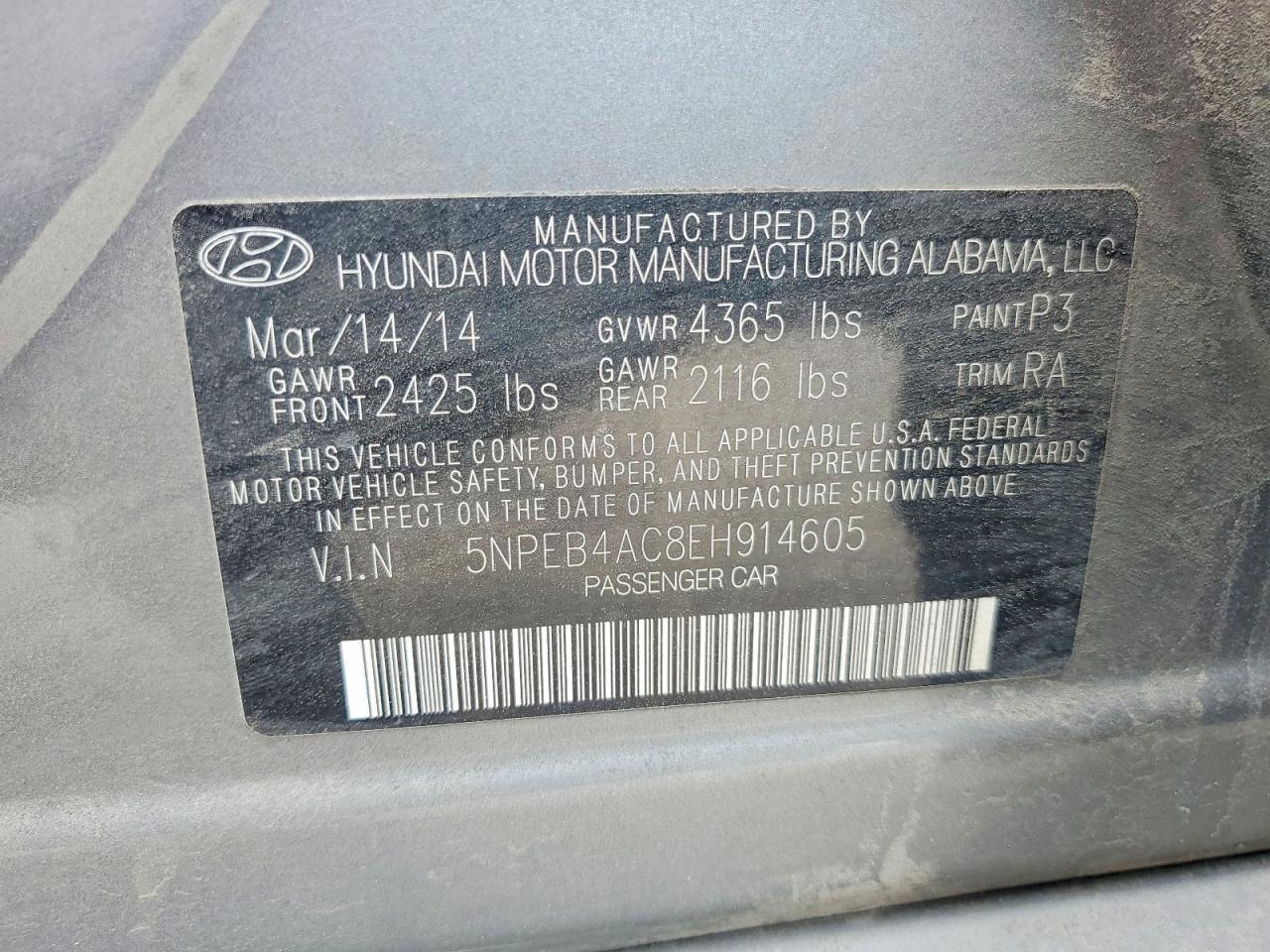 2014 HYUNDAI SONATA GLS photo 37