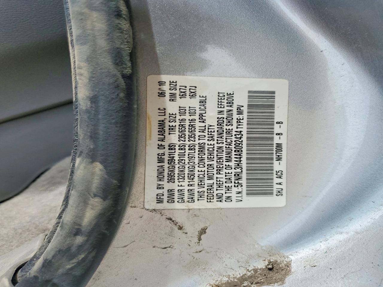 2010 HONDA ODYSSEY EX photo 25