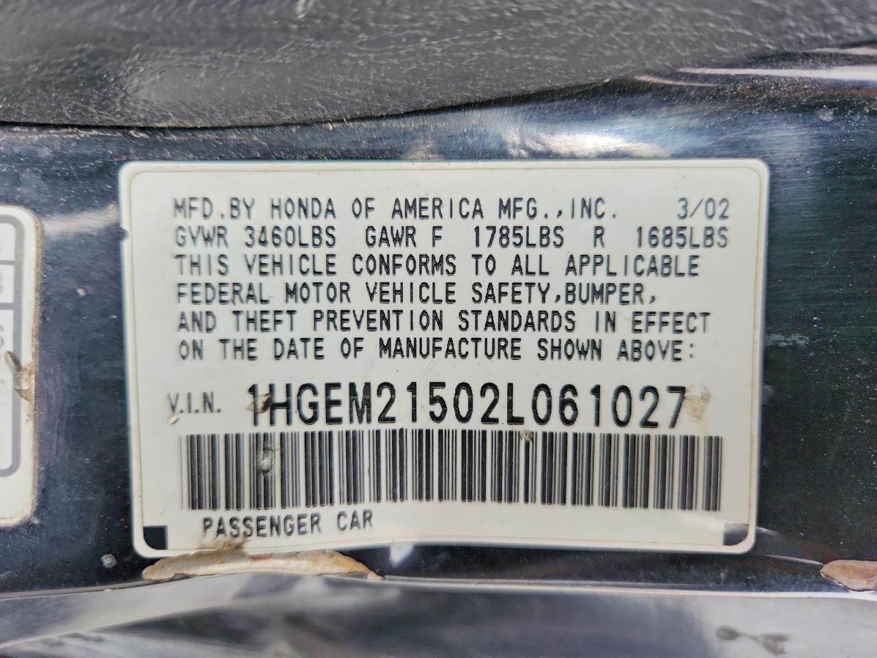 2002 HONDA CIVIC LX photo 23