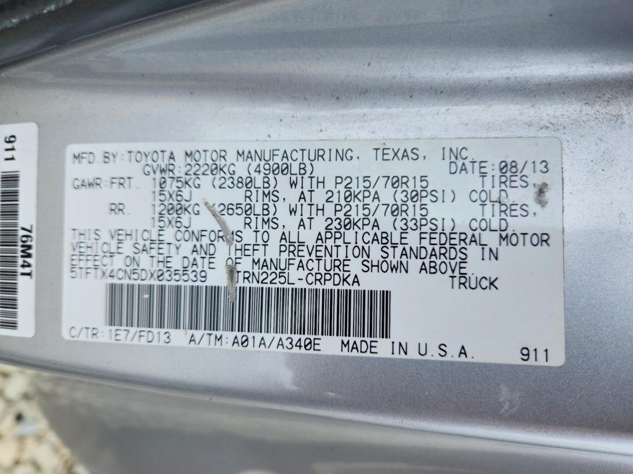 2013 TOYOTA TACOMA ACCESS CAB photo 13