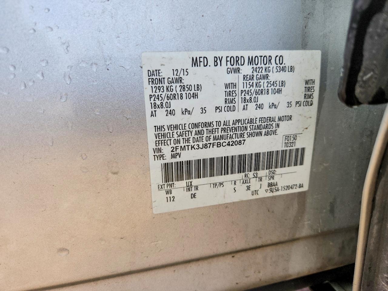 2015 FORD EDGE SEL photo 37