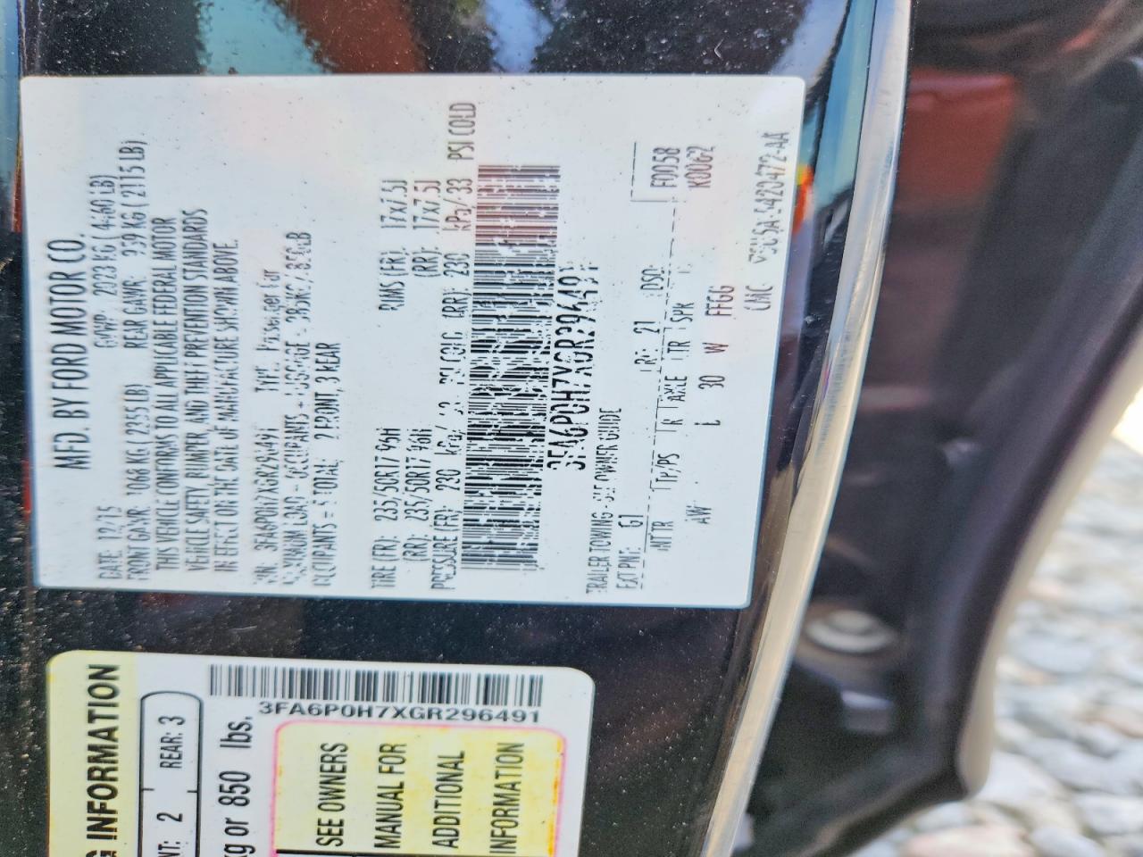 2016 FORD FUSION SE photo 23