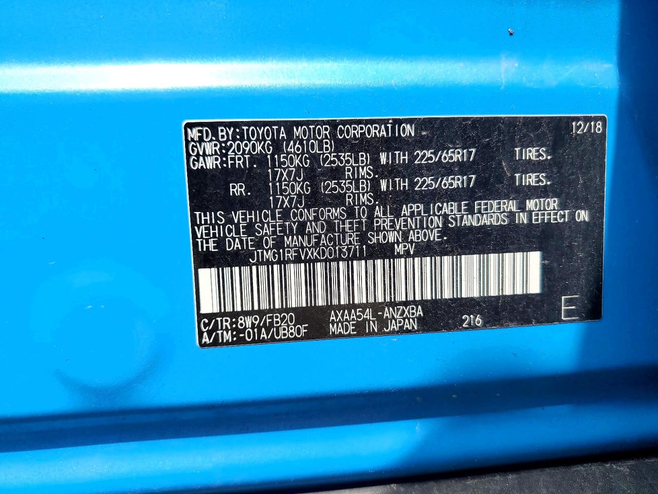 2019 TOYOTA RAV4 LE photo 37