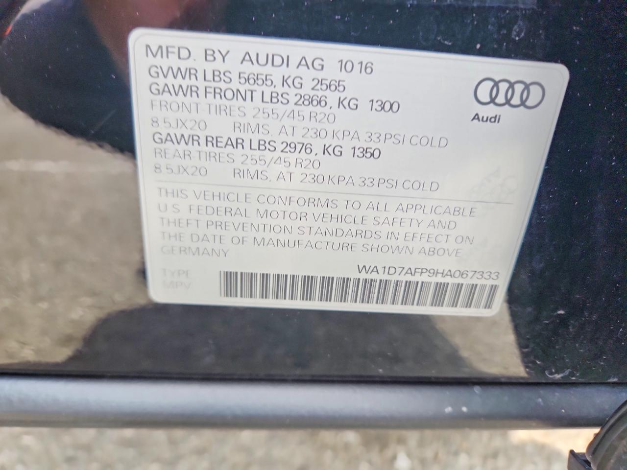 2017 AUDI Q5 PREMIUM PLUS S-LINE photo 12