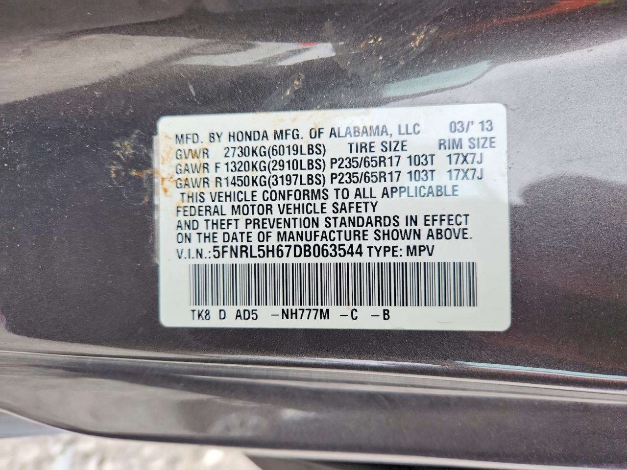 2013 HONDA ODYSSEY EXL photo 25