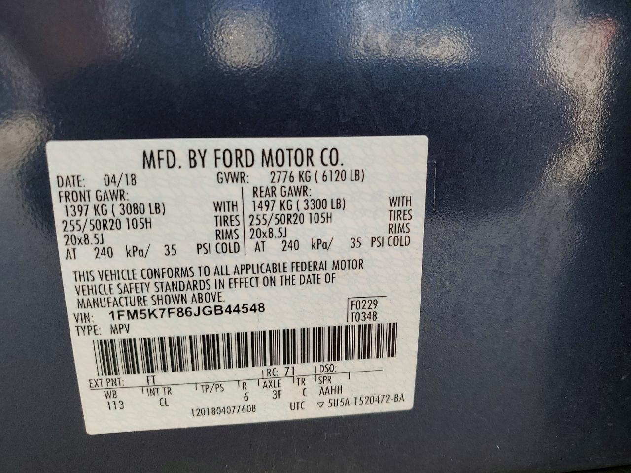 2018 FORD EXPLORER LIMITED photo 13