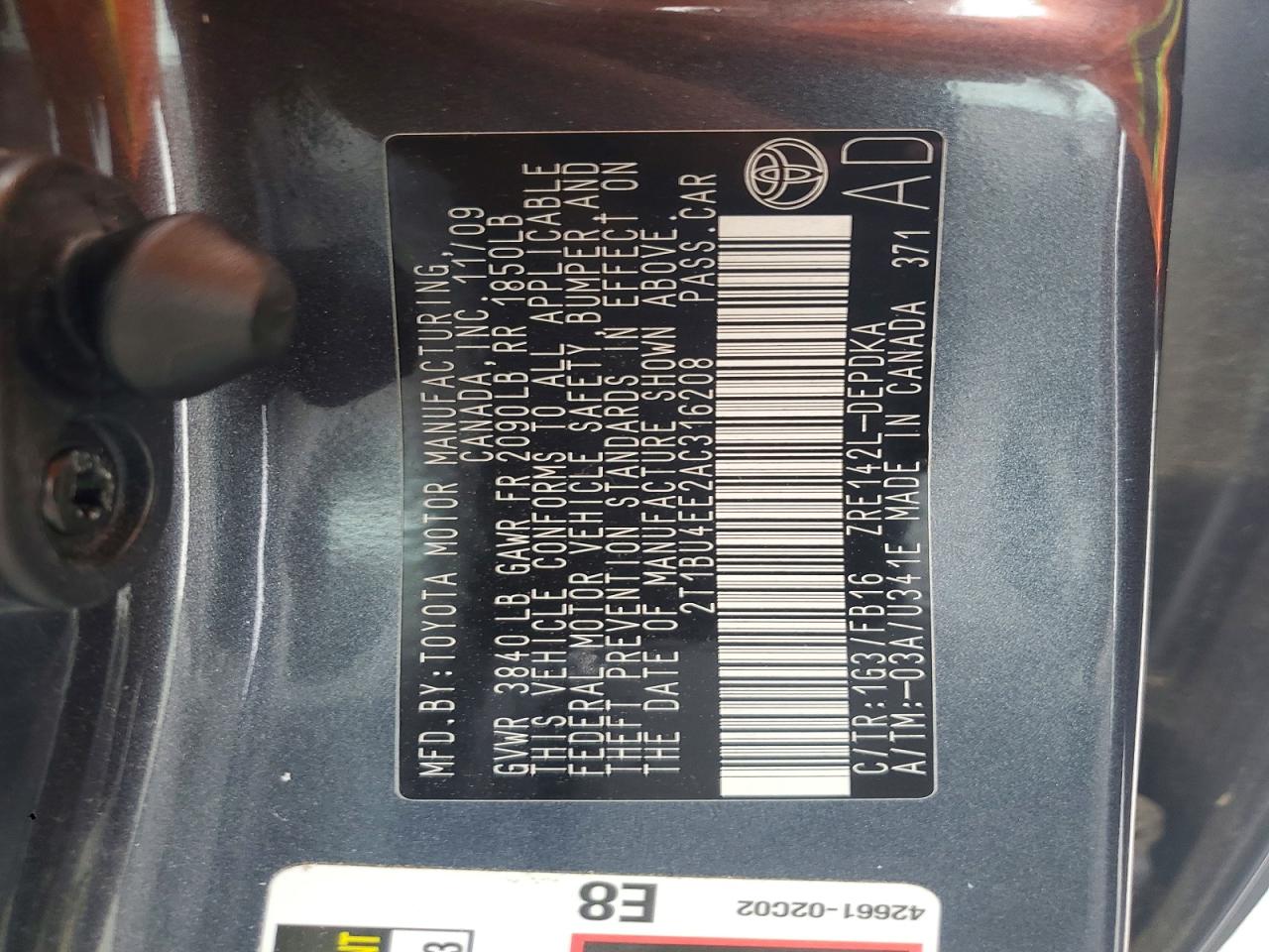 2010 TOYOTA COROLLA BASE photo 34